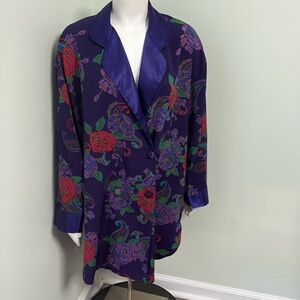 Victoria Secret gold label vintage purple double breasted rose robe large